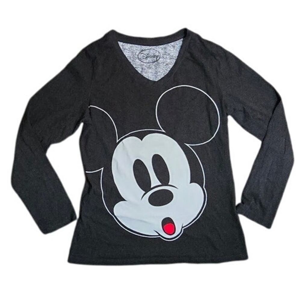 Disney PJ Pajama Pullover Top Black Big Mickey Mouse sz M‎
